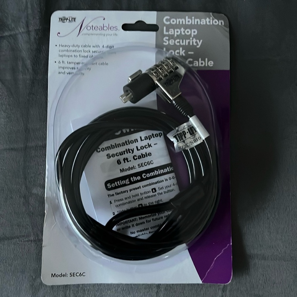 Combination laptop security lock